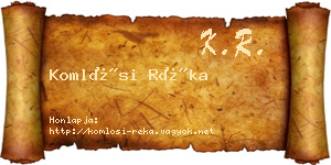Komlósi Réka névjegykártya